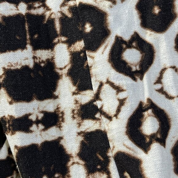 New INC Global Traveler Pants Wide Leg Size L Large Linen Blend Black Cream - Picture 10 of 10